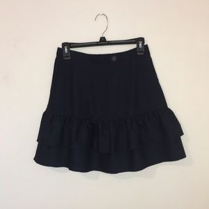 J. Crew navy blue ruffle wool skirt